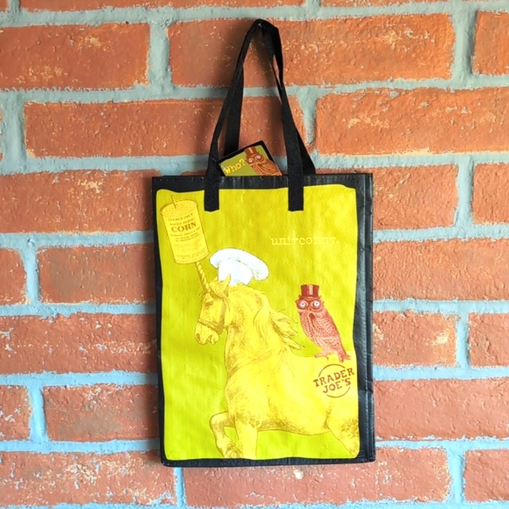 NWT Trader Joe's Who? Perky Owl Uni-corny Reusable‎ Tote Bag 🛍️ - Picture 4 of 7